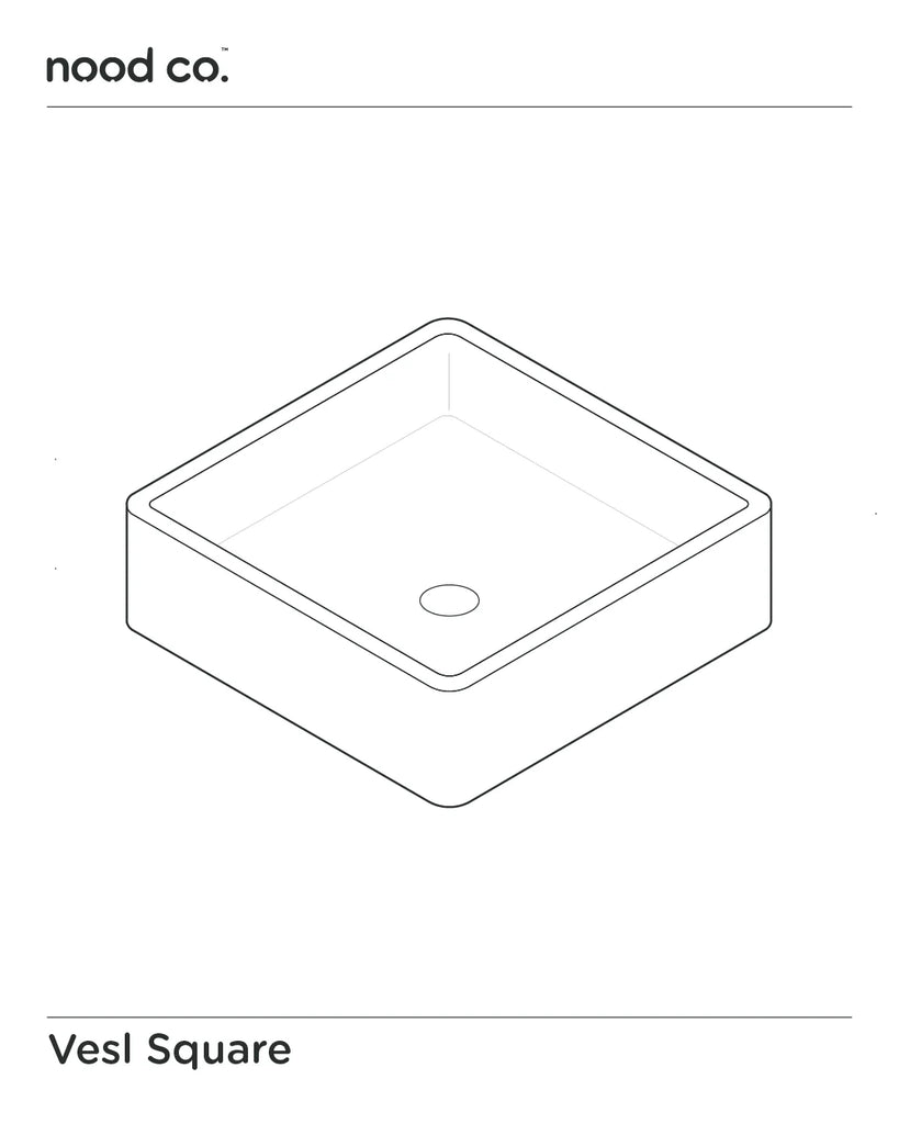 Nood Co Vesl Square Basin Wall Hung - Mid Tone Grey