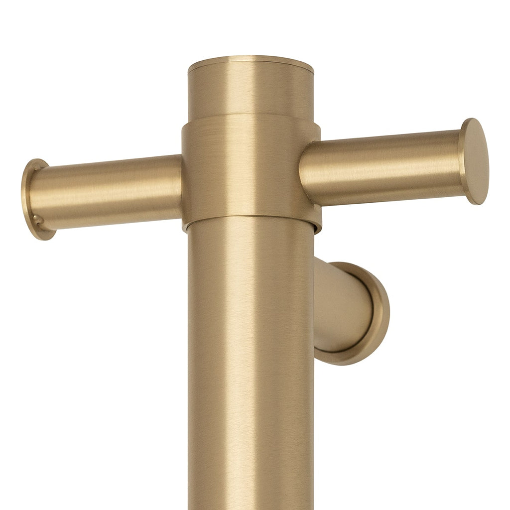 Thermogroup Straight Round Vertical Single Heated Towel Rail - Brushed Brass