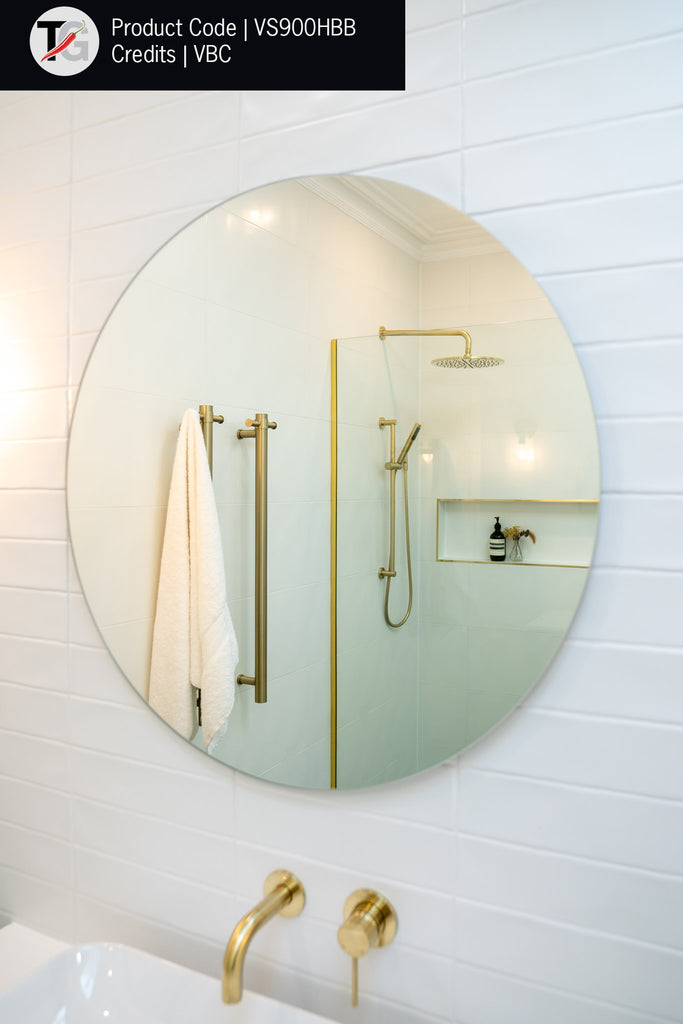 Thermogroup Straight Round Vertical Single Heated Towel Rail - Brushed Brass