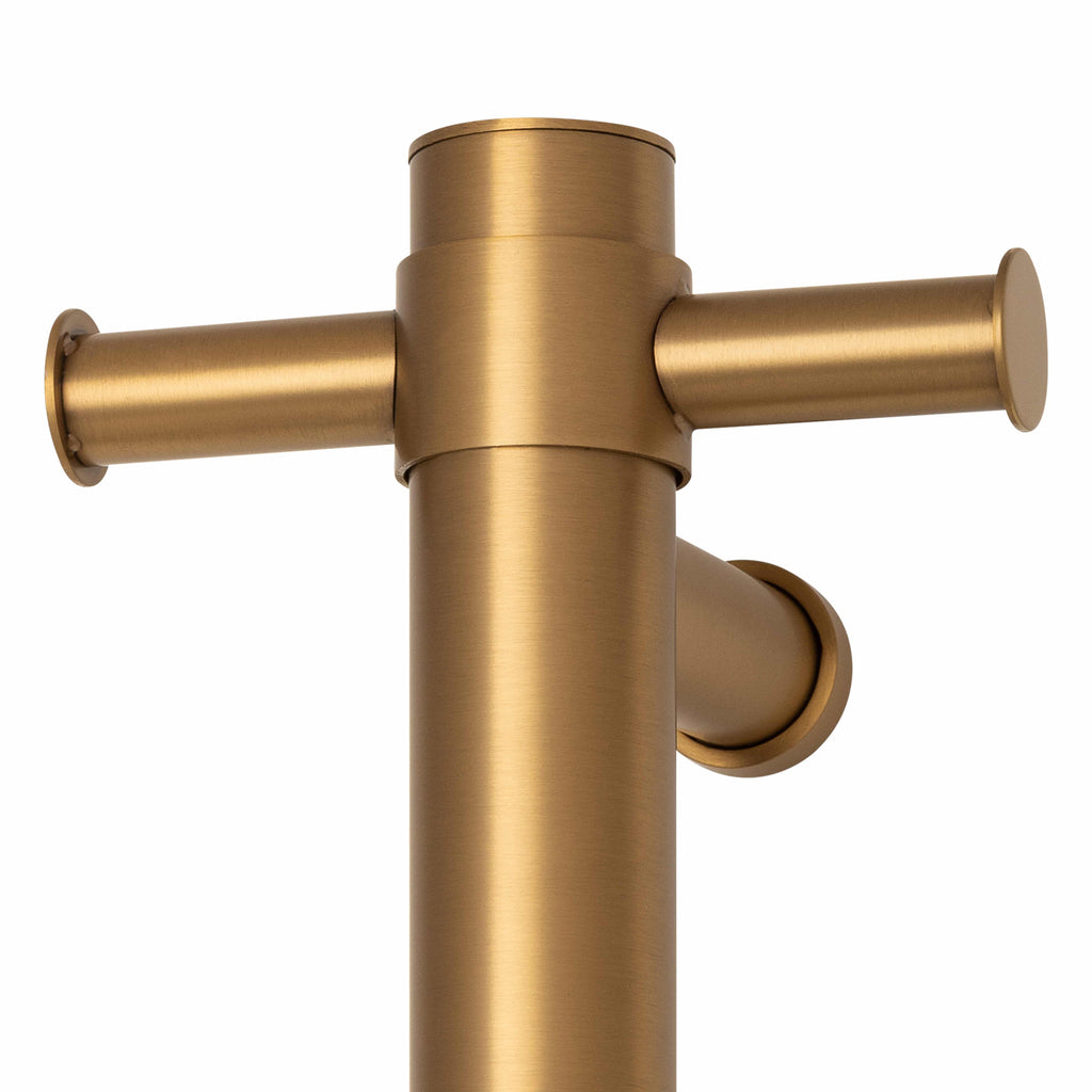 Thermogroup Straight Round Vertical Single Heated Towel Rail - Brushed Gold