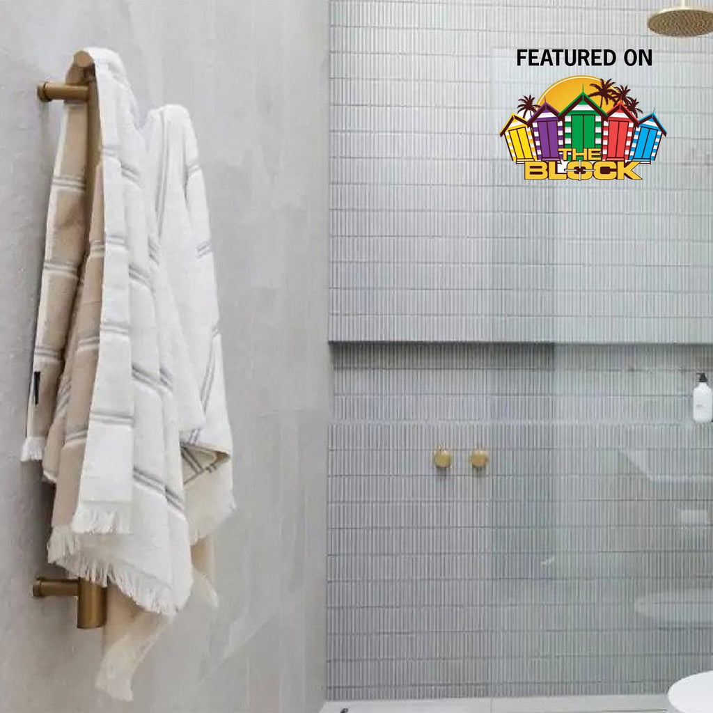 Thermogroup Straight Round Vertical Single Heated Towel Rail - Brushed Gold