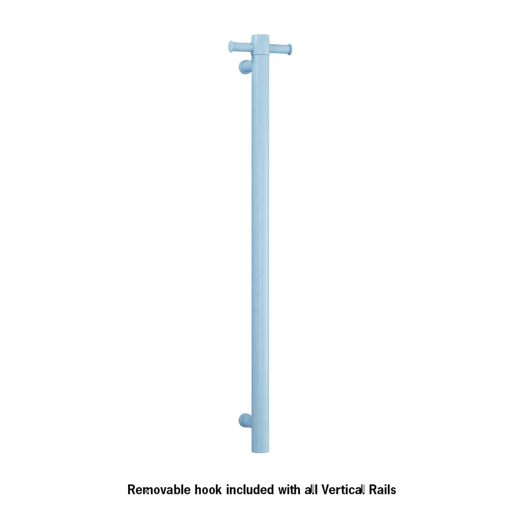 Thermogroup Straight Round Vertical Single Heated Towel Rail - Horizon Blue