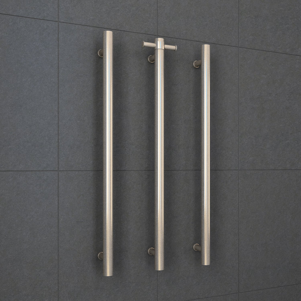 Thermogroup Straight Round Vertical Single Bar - Brushed Nickel
