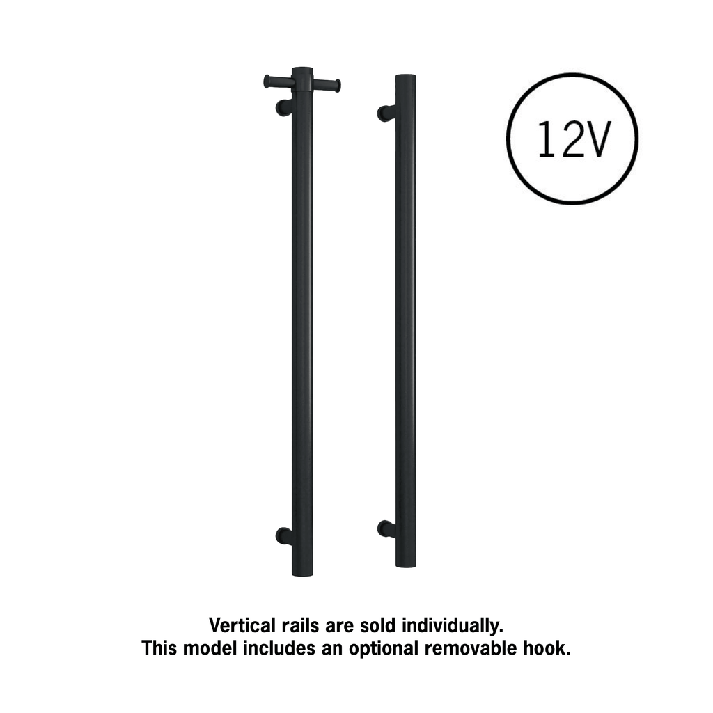 Thermogroup Straight Round Vertical Single Bar - Matte Black