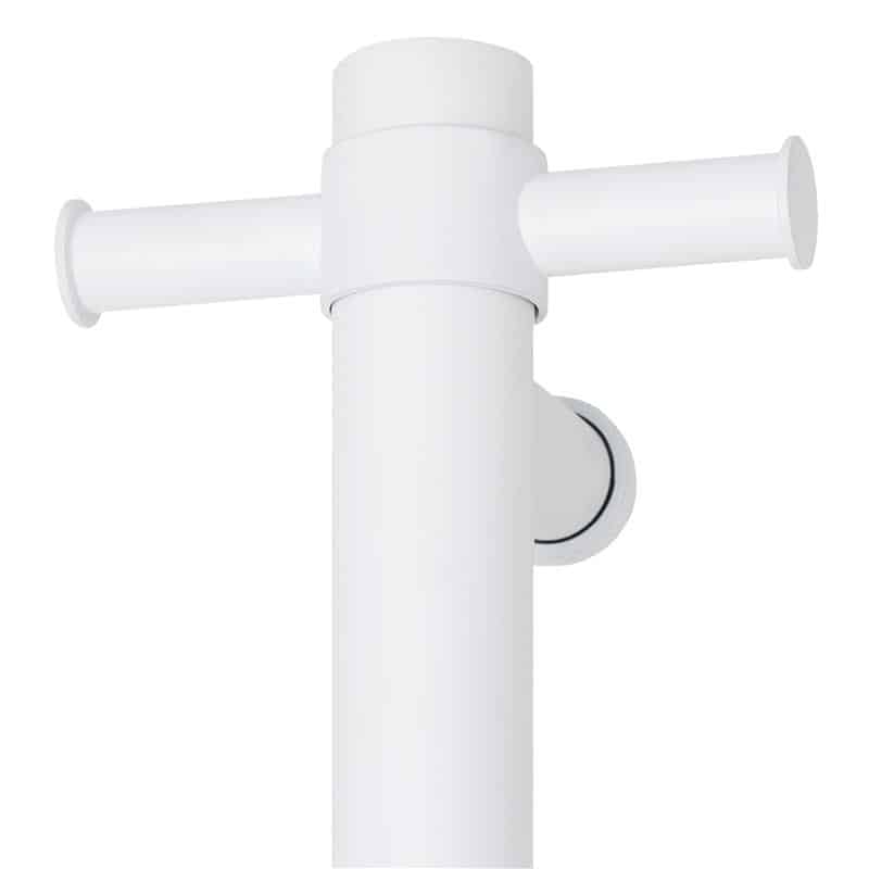 Thermogroup Straight Round Vertical Single Heated Towel Rail - Matte White