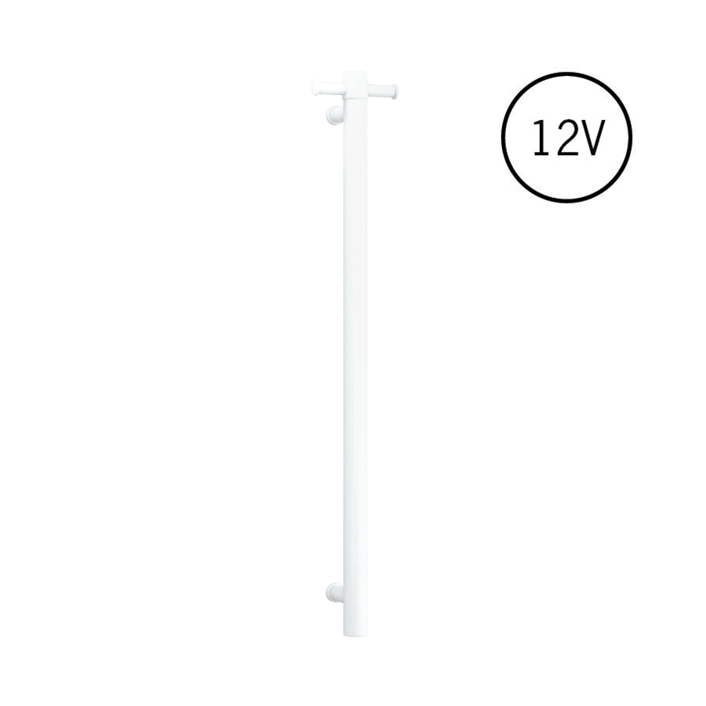 Thermogroup Straight Round Vertical Single Heated Towel Rail - Satin White