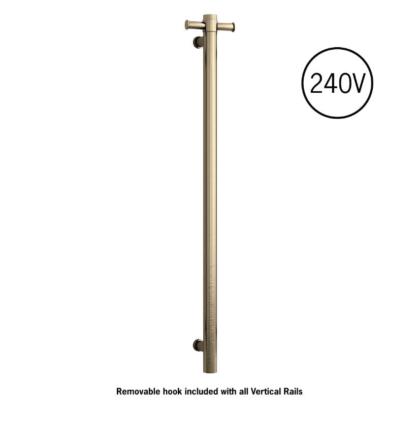 Thermogroup Vertical Single Heated Rail - Brushed Brass