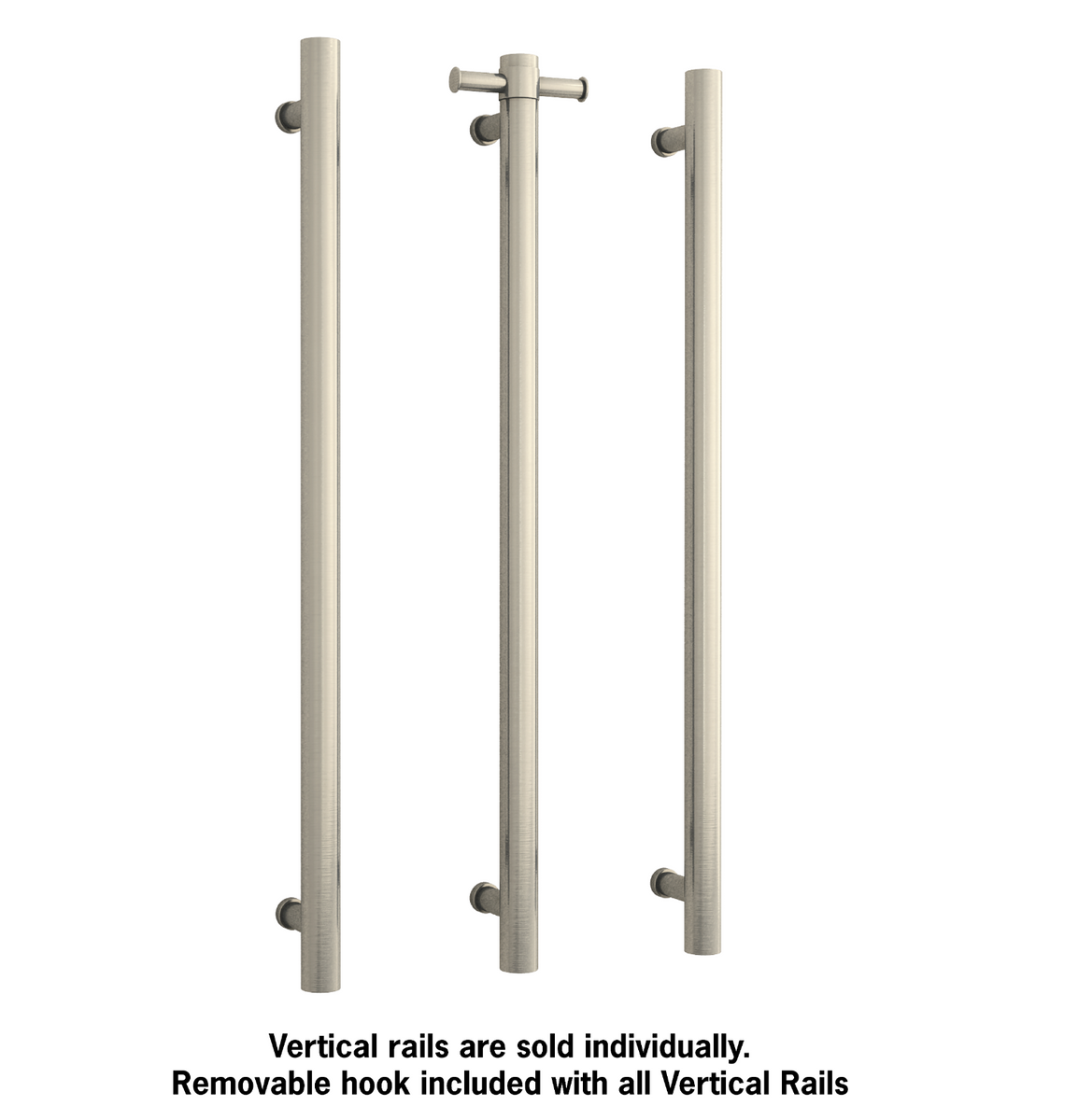 Electric Hot Rails Thermogroup Vertical Single Heated Rail - Brushed Nickel – Wellsons