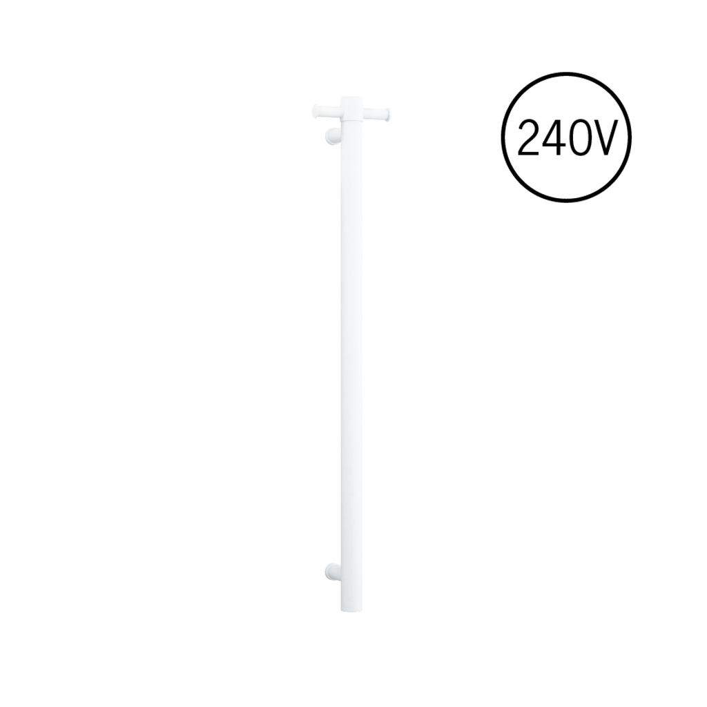 Thermogroup Round 240 Volt Vertical Single Heated Rail - Matte White