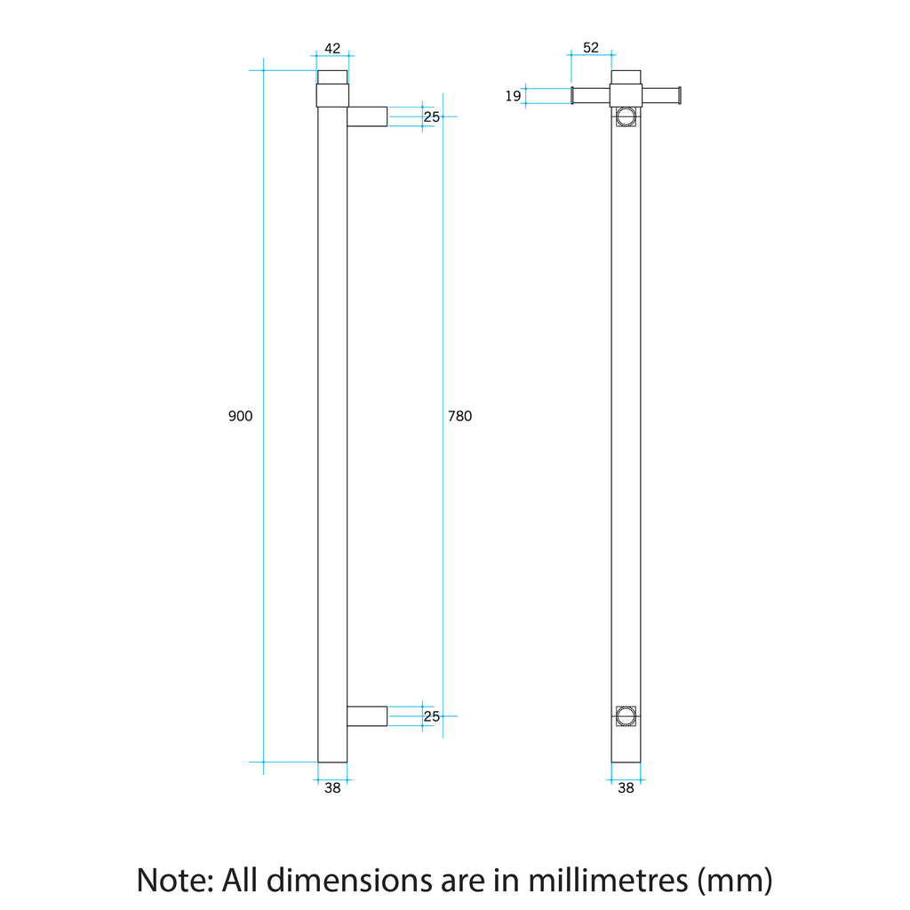 Thermogroup Round 240 Volt Vertical Single Heated Rail - Matte White