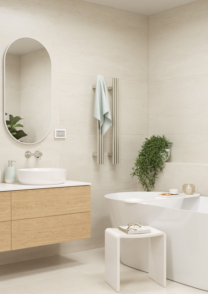 Thermogroup Triple Tube Vertical Single Heated Towel Rail - Polished Stainless Steel