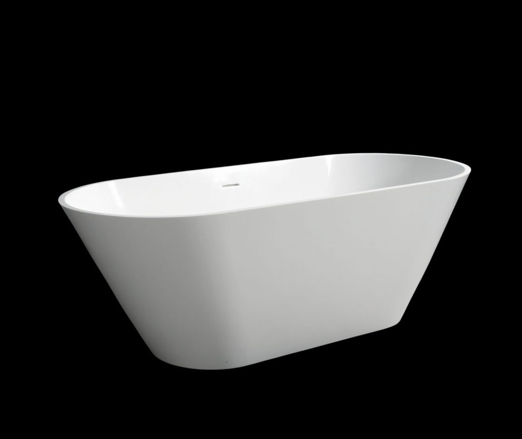 Kaskade Olivia VX02-1730 Freestanding Stone Bath with Overflow - Matte White