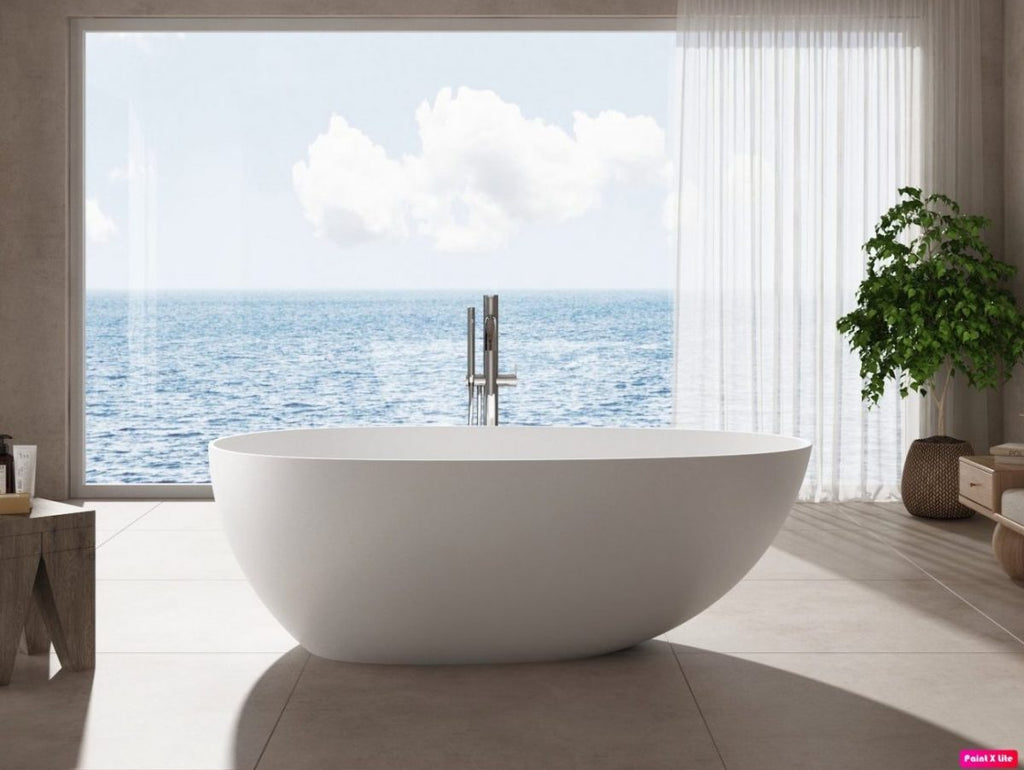 Kaskade Alice Egg-Shaped Freestanding Stone Bath - Matte White