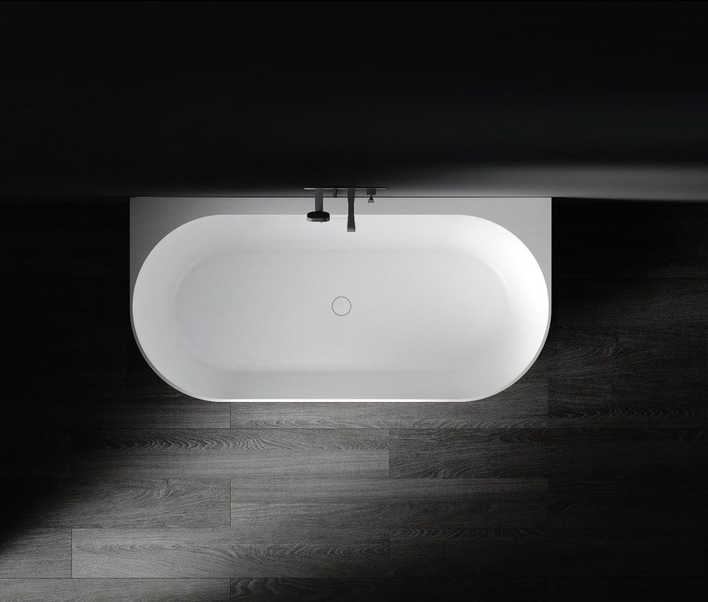 Kaskade Eleni VX105-1700 Back to Wall Stone Bath - Matte White