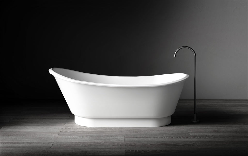 Kaskade Naomi Freestanding Slipper Stone Bath - Matte White