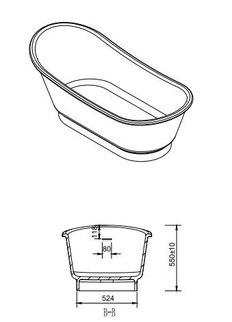 Kaskade Naomi Freestanding Slipper Stone Bath - Matte White
