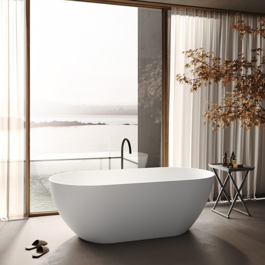 Kaskade Lucia Freestanding Stone Bath 1400mm - Matte White