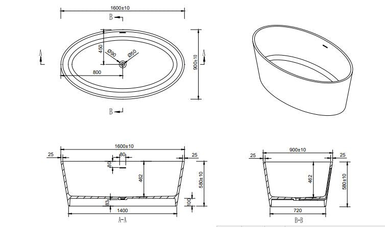 Kaskade Lyka Freestanding Oval Stone Bath - Matte White
