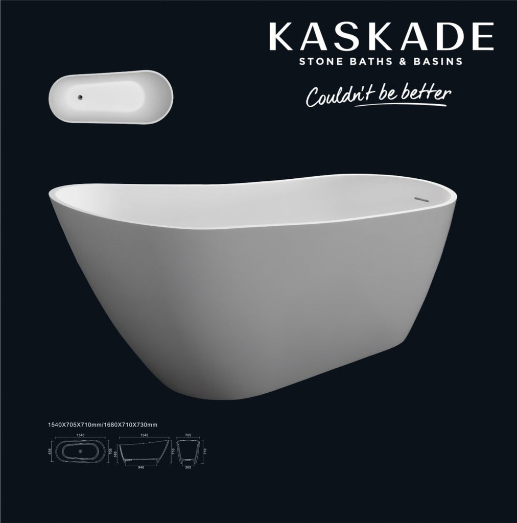 Kaskade Hannah Freestanding Stone Bath - Matte White