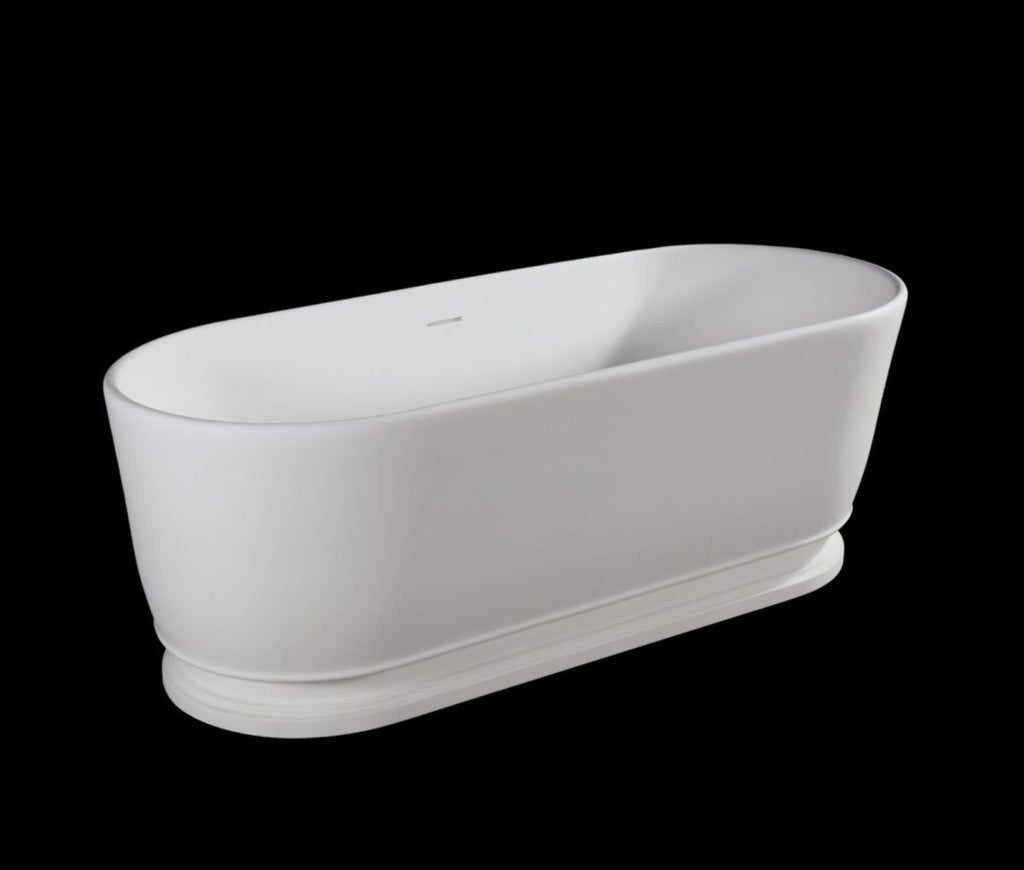 Kaskade Pearl Freestanding Oval Stone Bath - Matte White