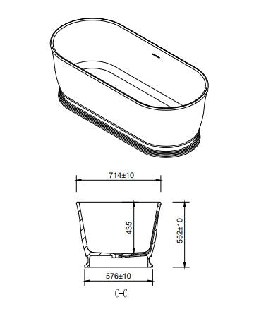 Kaskade Pearl Freestanding Oval Stone Bath - Matte White
