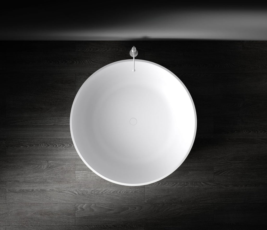 Kaskade Rafaella Freestanding Round Stone Bath - Matte White