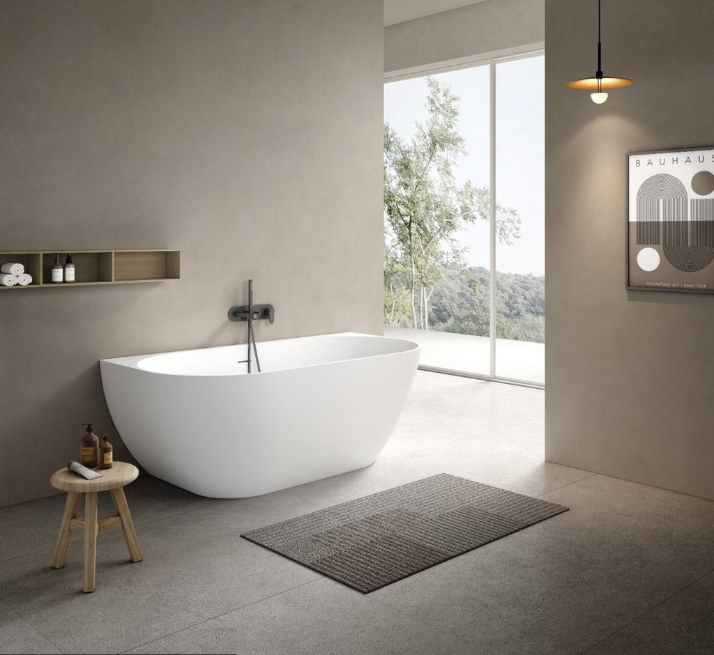 Kaskade Bianca Back to Wall Stone Bath - Matte White