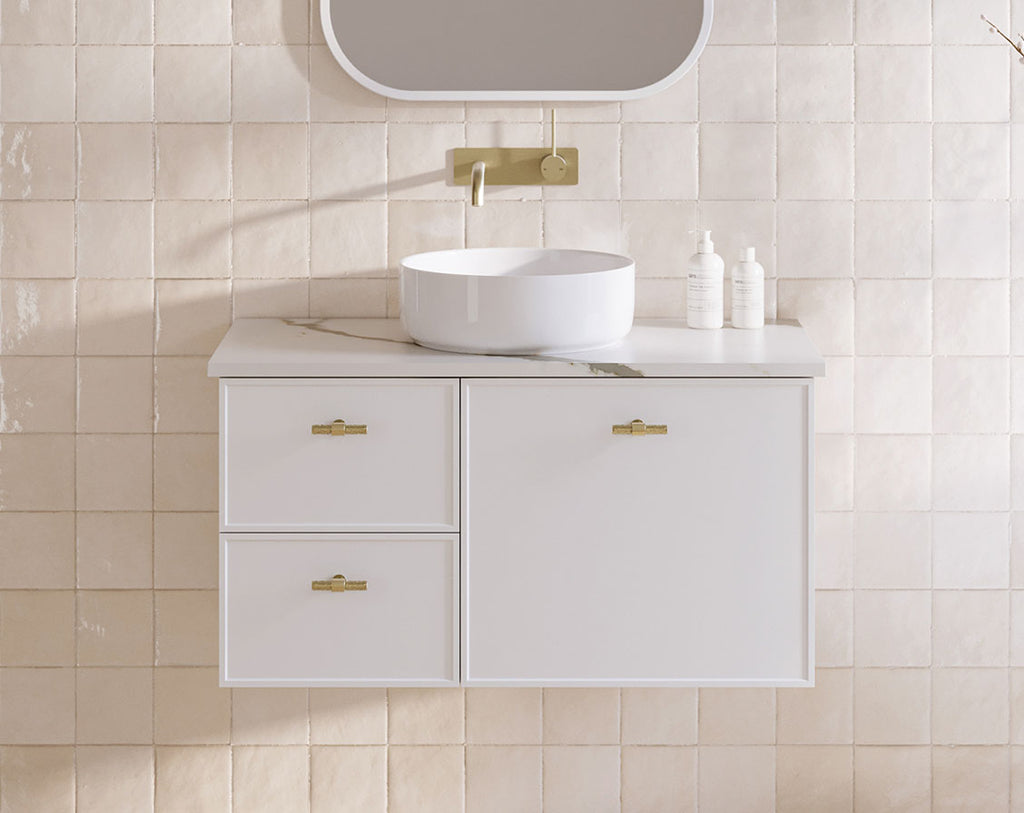 Timberline Victoria Wall Hung Vanity with Silksurface Top & Above Counter Basin