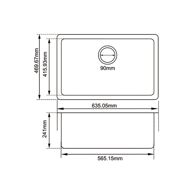 Granite Single Bowl Kitchen Sink 635x469x241mm - White