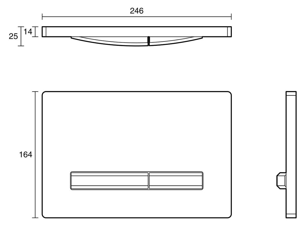 Geberit Dual Flush Button - Smoked Reflective Glass with Brushed Chrome Buttons