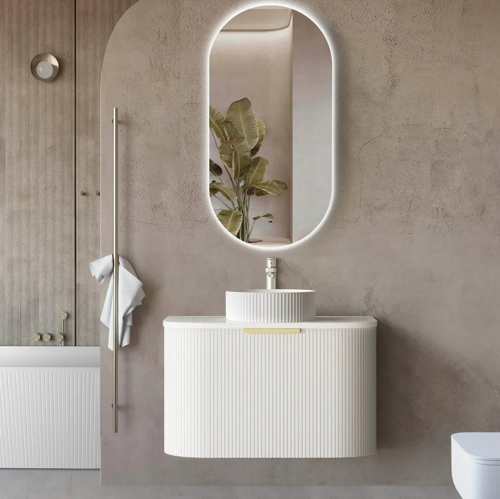 Otti Bondi Wall Hung Vanity - Satin White Fluted