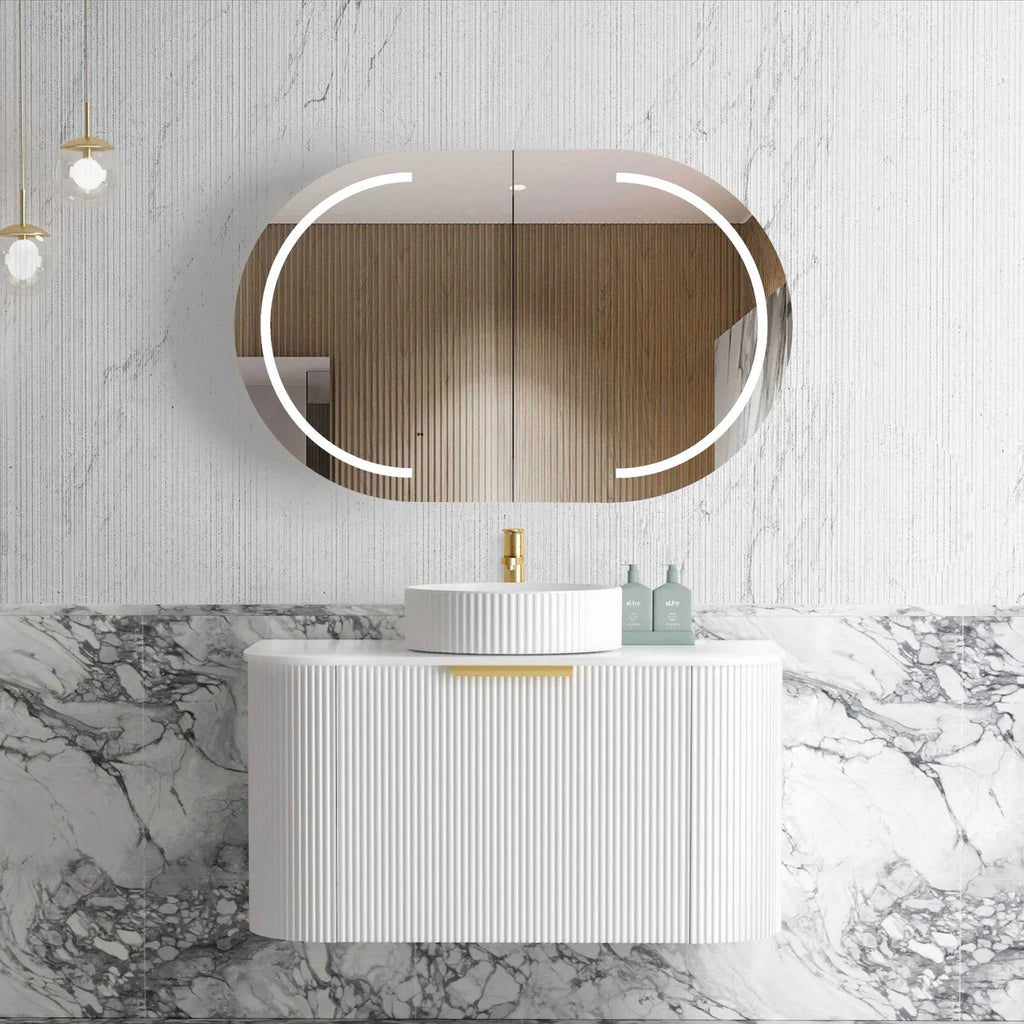 Otti Bondi Wall Hung Vanity - Satin White Fluted