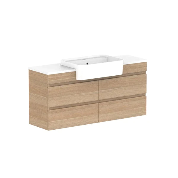ADP Glacier Semi Recessed All Drawer Twin Vanity With Cast Marble Top - Pro