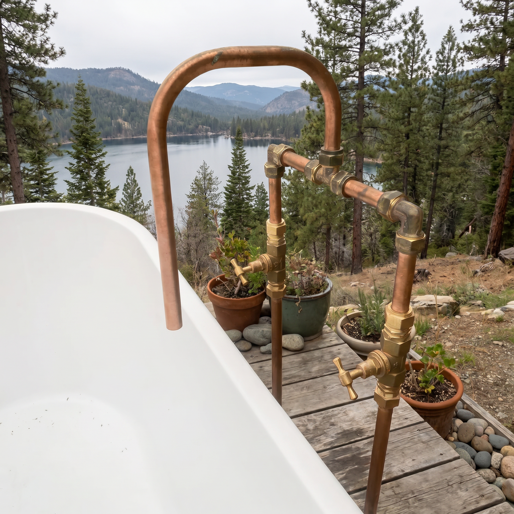Haven Genuine Copper Bath Tap Floor Mounted