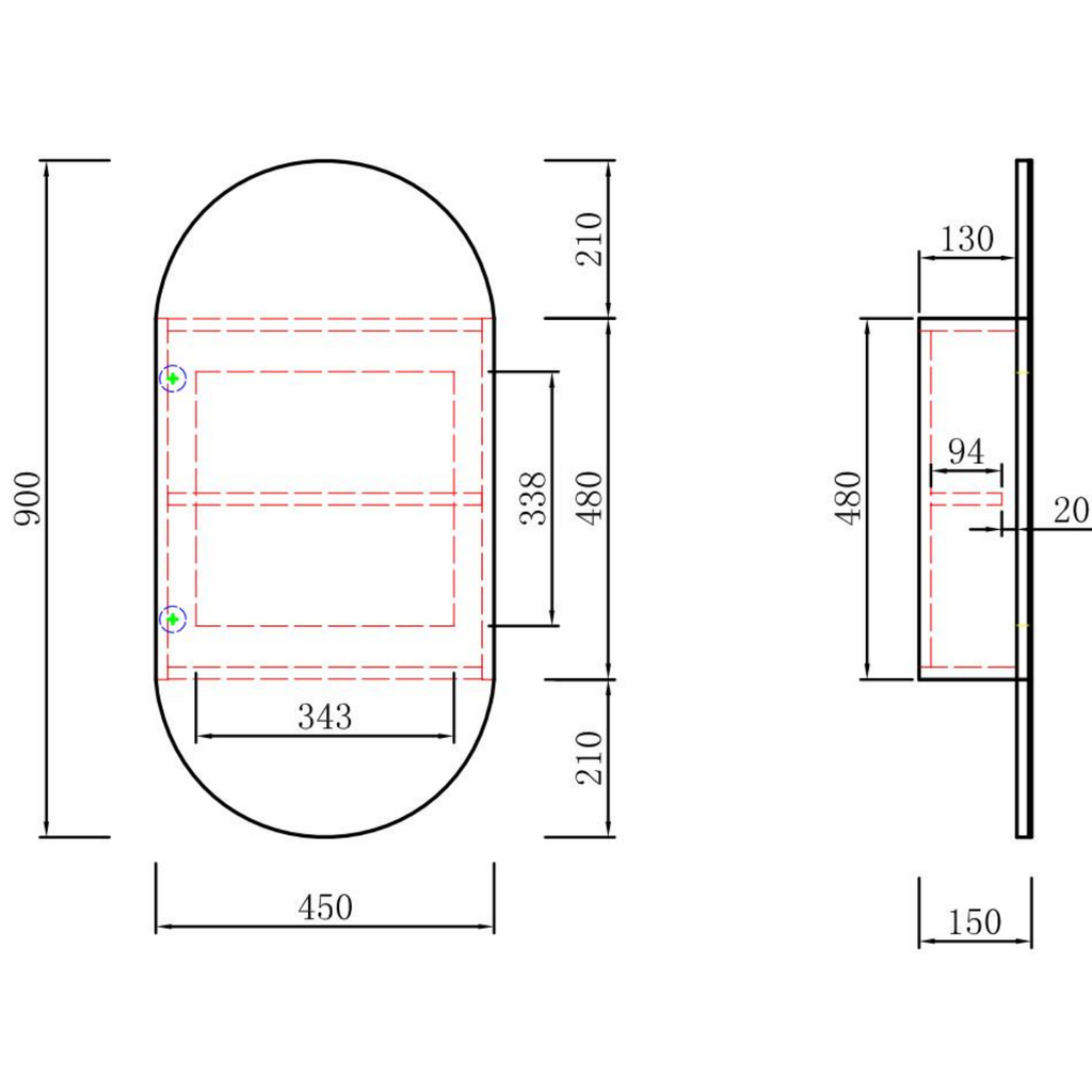 Aulic Beau Monde Oval Shaving Cabinet
