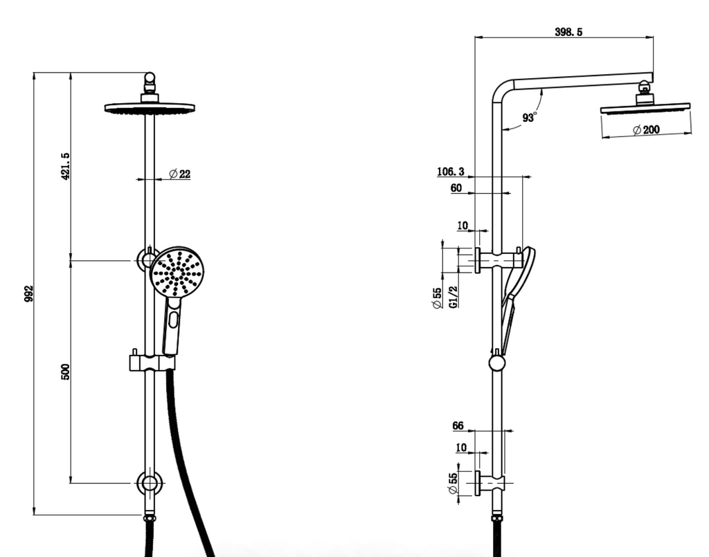 Cora Round Multifunction Shower Set - Brushed Gold