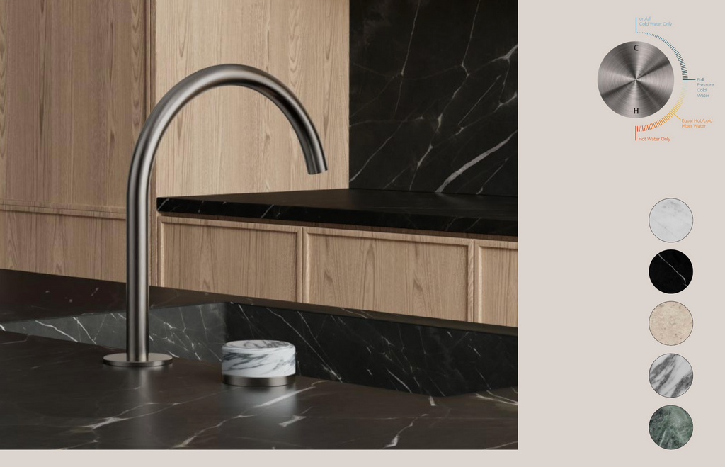 Nero Serenity Progressive Basin Mixer Arc Spout with Brushed Nickel Handle