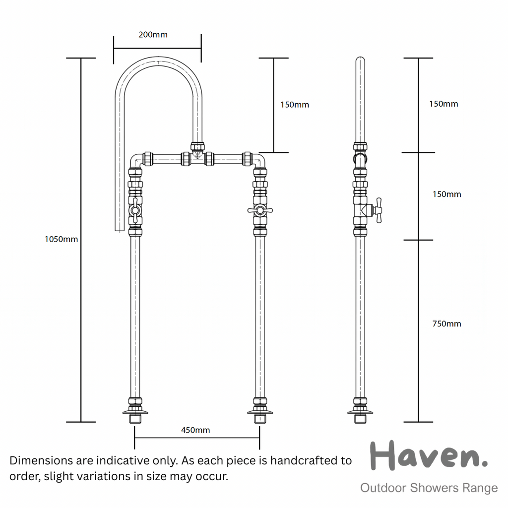 Haven Genuine Copper Bath Tap Floor Mounted
