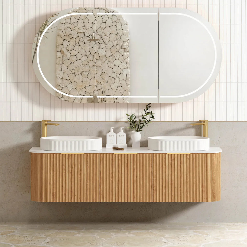 Otti Bondi Wall Hung Vanity - Woodland Oak Fluted