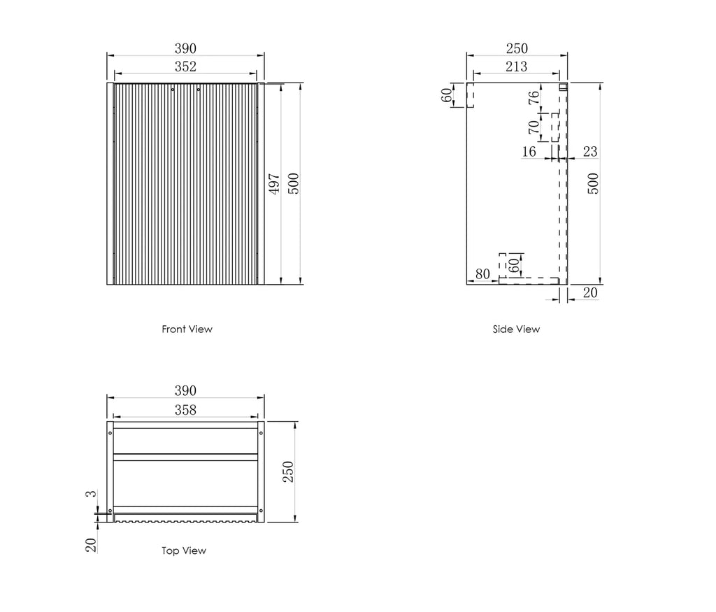 Otti Ensuite Vanity 400mm Matte White Fluted Vanity