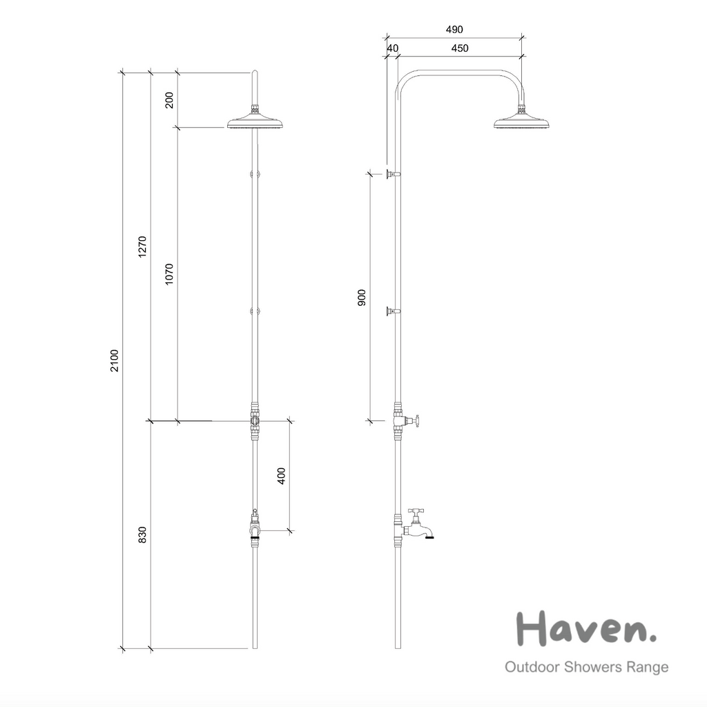 Haven Copper Outdoor Shower Cold Water Foot Tap