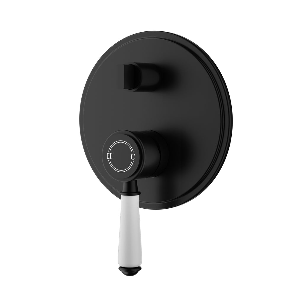 Ikon Clasico Wall Diverter Mixer Trim Kits - Matte Black