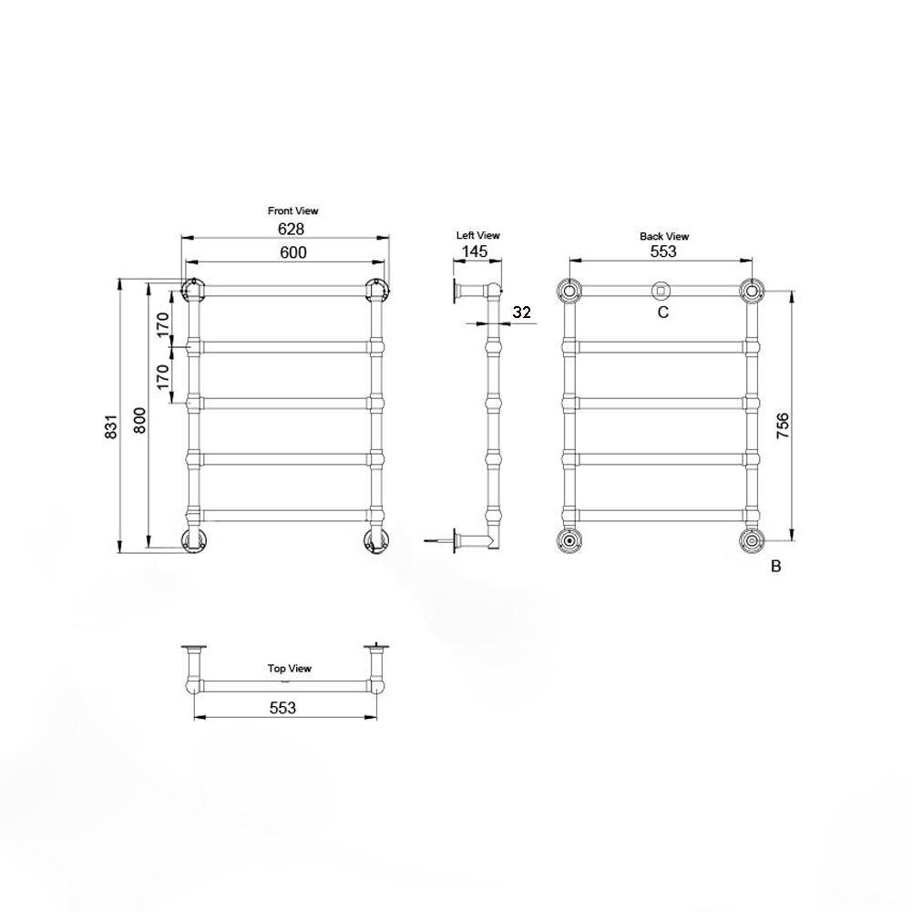 Turner Hastings Mayer Heated Towel Rail - Chrome
