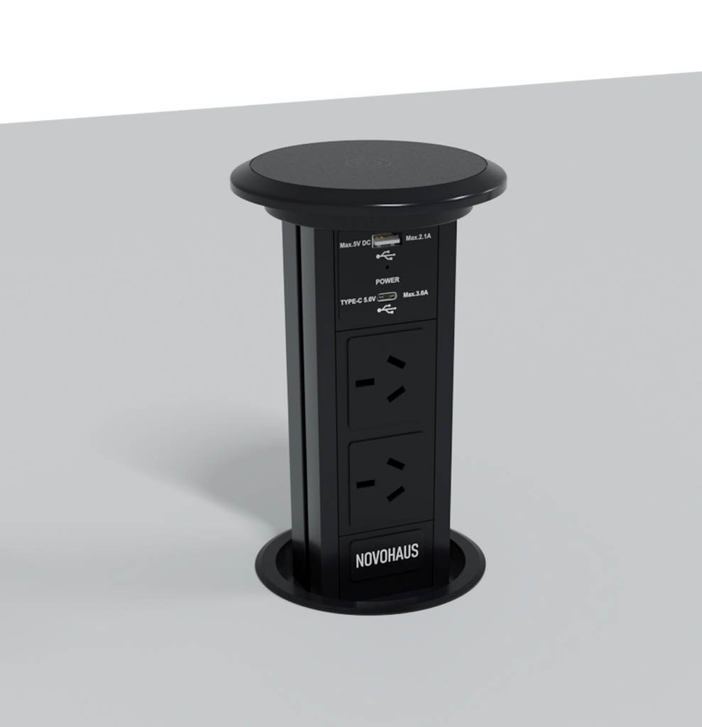 Motorised Pop Up Bench Power Point With USB - Black