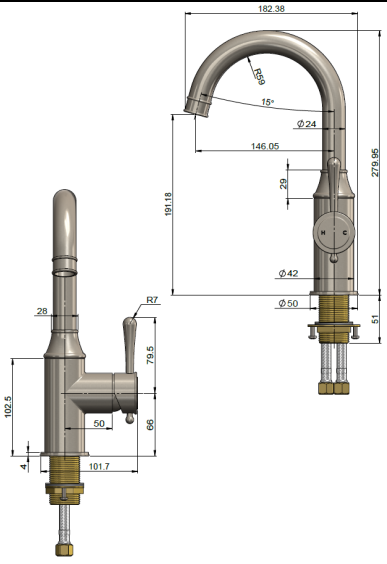Meir Harrington Tall Basin Mixer - Brushed Nickel