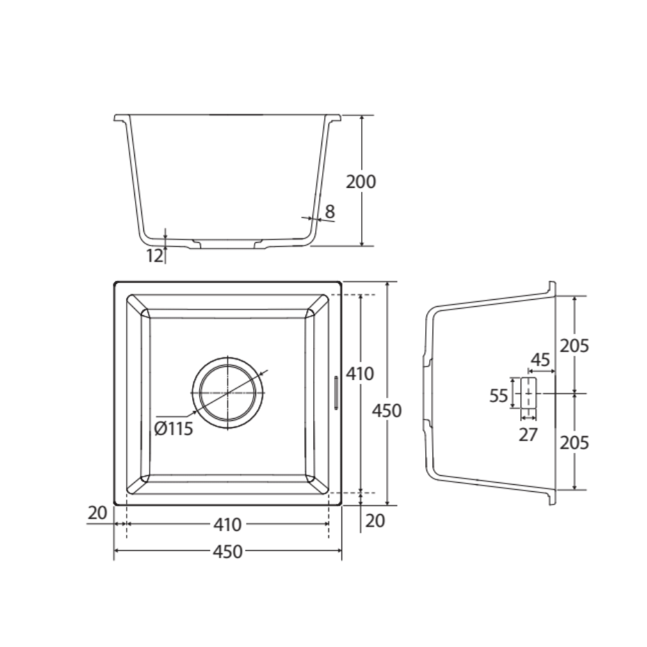 Fienza Kuro Granite Single Bowl Kitchen Sink - Matte Black