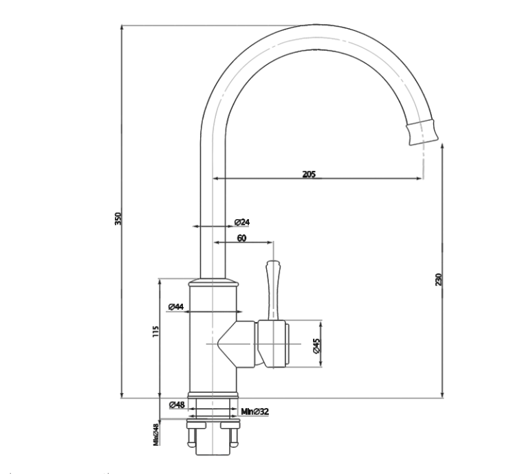 Augustine Classic Traditional Sink Mixer - Chrome