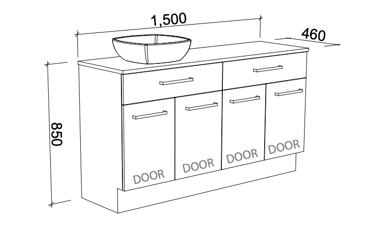 Timberline Taylor Floor Standing Vanity with SilkSurface Top & Basin
