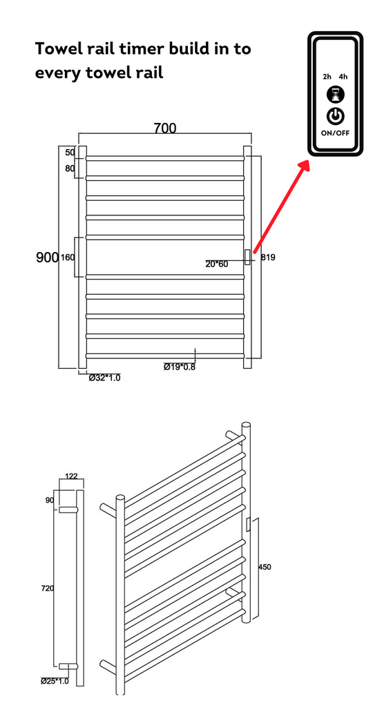 Hotwire Flat Round 10 Bar Towel Rail