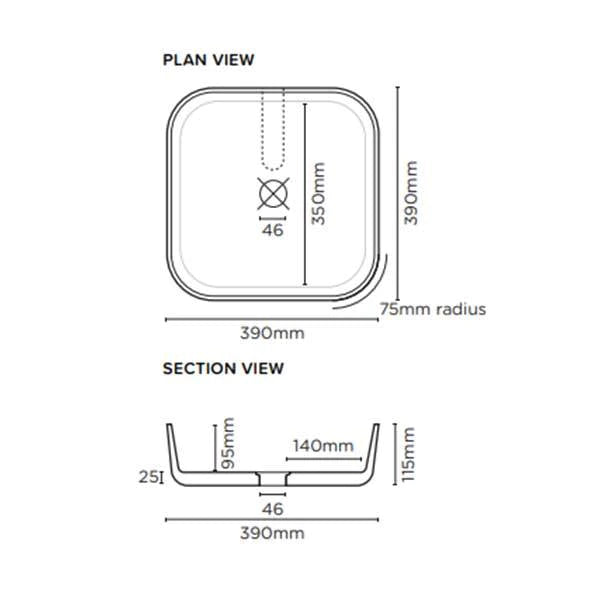 Nood Co Cube Basin Wall Hung - Teal